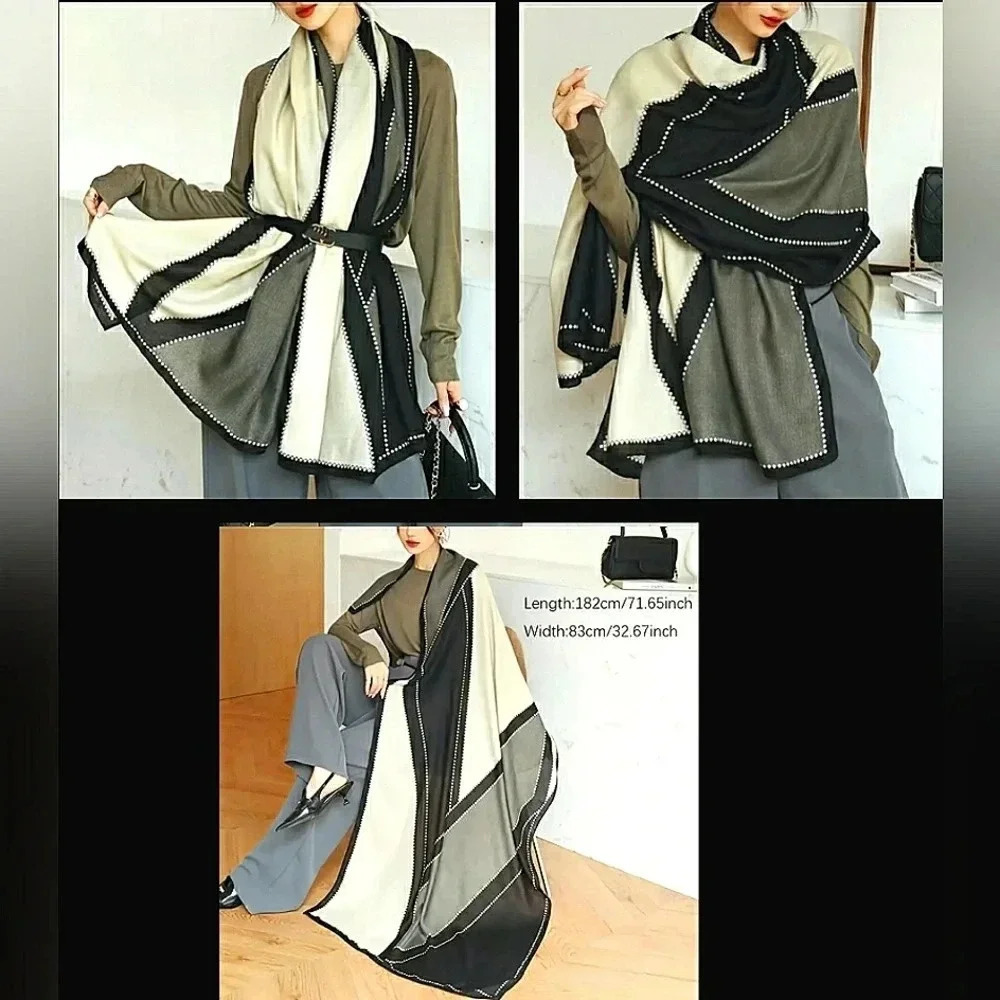 Boho Chic Retro Minimalist Scarf Wrap Cover-Up New Gift Ready